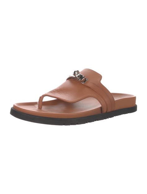 hermes brown leather slides|Hermes empire sandals.